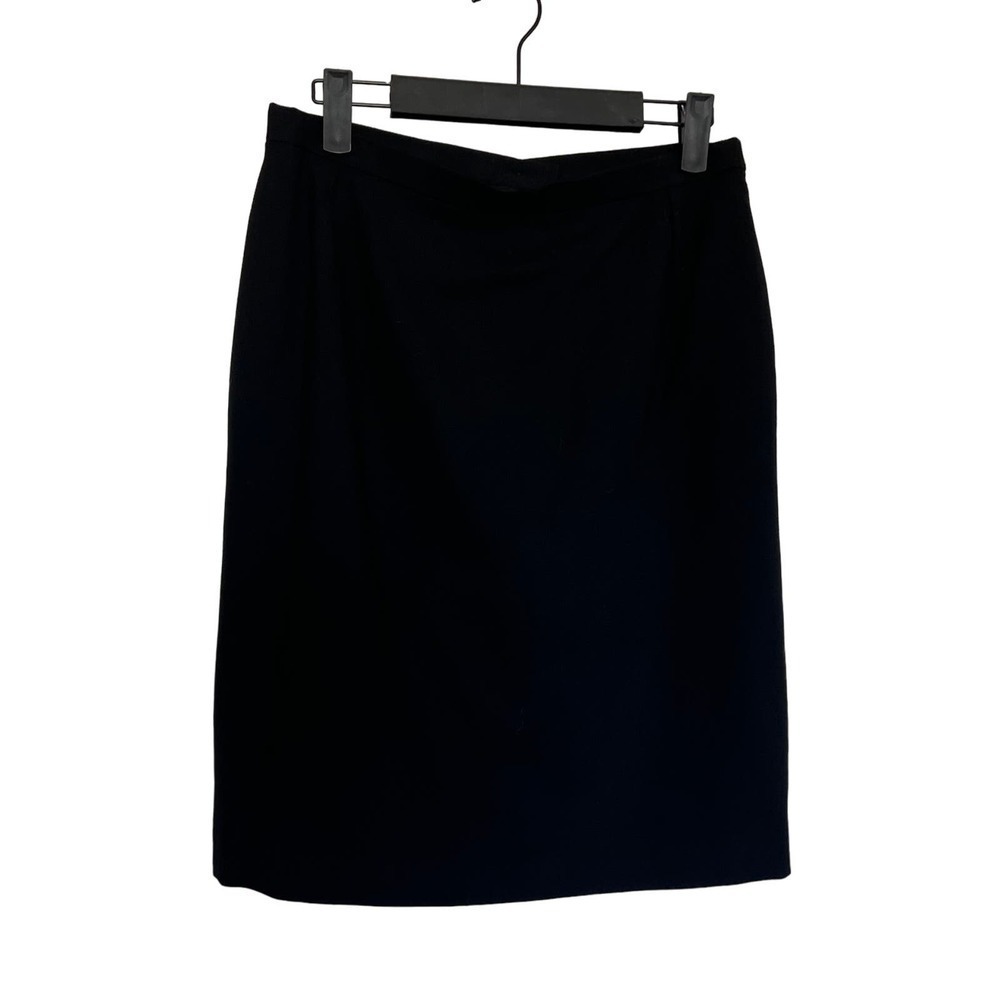 Akris Black 100% Virgin Wool Lined Pencil Skirt Size 10 Corpcore Minimalist Vamp
